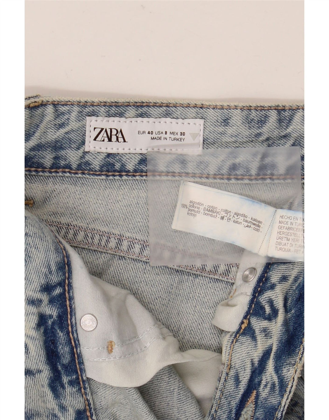 Jeans dritti da donna ZARA EU 40 medio W30 L28 cotone blu