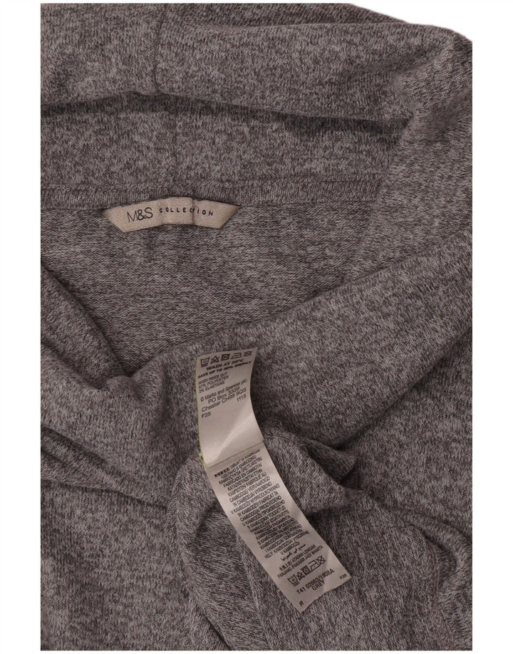 Top da donna Marks & Spencer manica 3/4 UK 14 grande poliestere chiazzato grigio