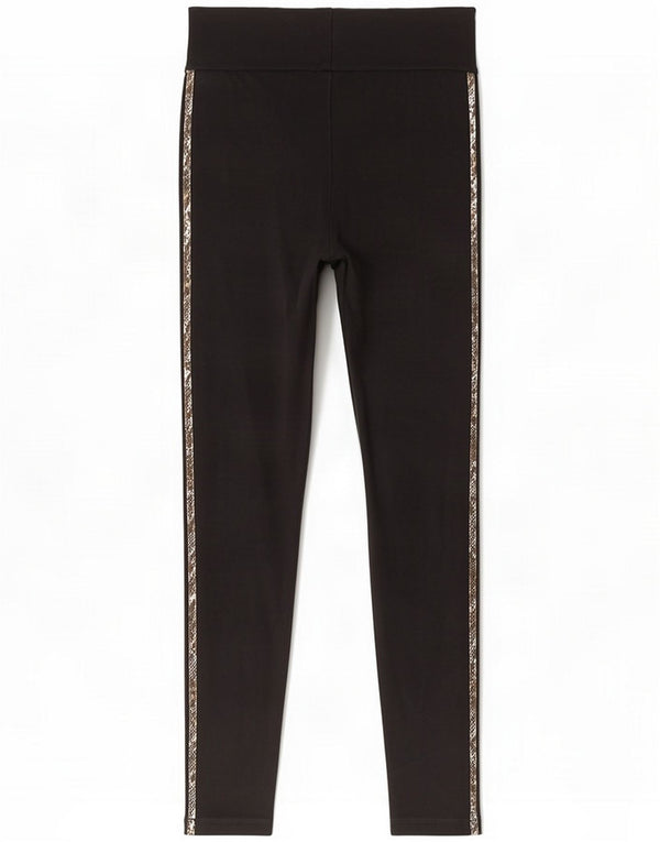 Adidas Leggings da donna UK 10 piccolo cotone nero con stampa animalier