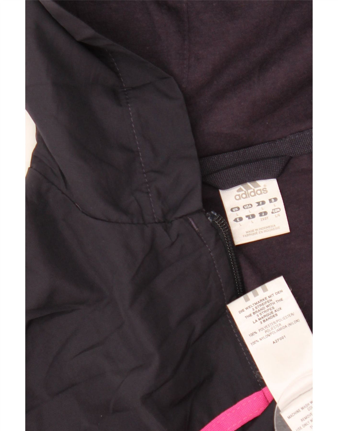 Giacca da tuta da donna con cappuccio Adidas UK 16 grande poliestere nero