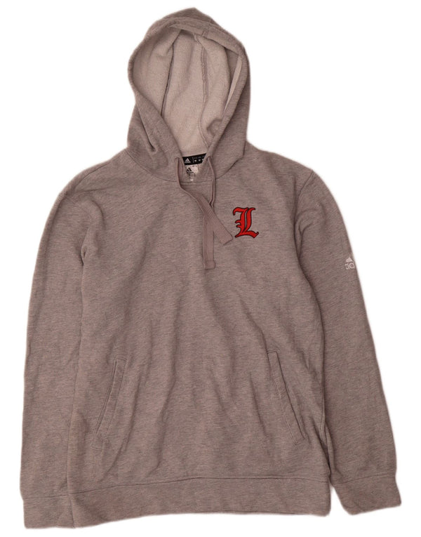 Felpa con cappuccio da uomo Adidas Louisville Cardinals in cotone grigio medio