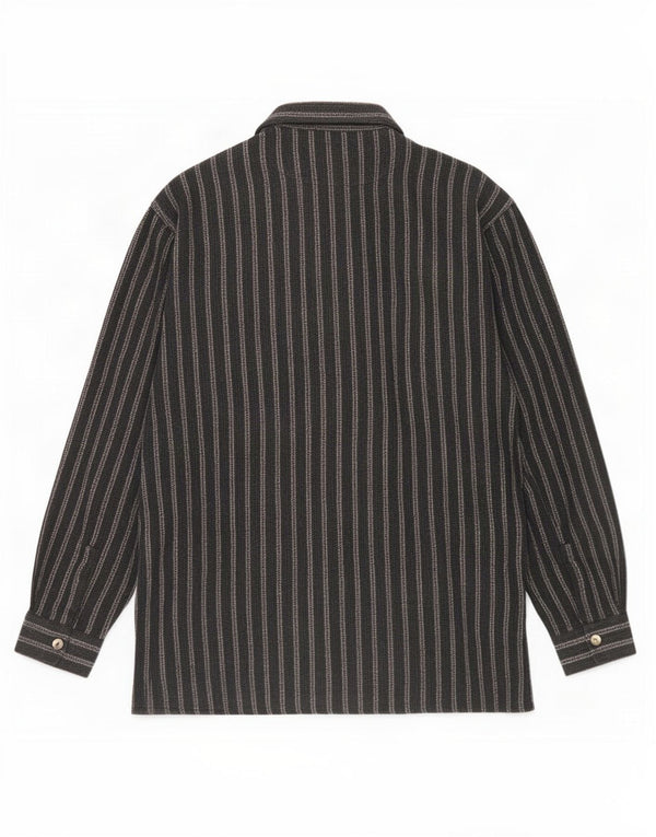Camicia da uomo con zip intera Tipo' S XL in cotone a righe grigie