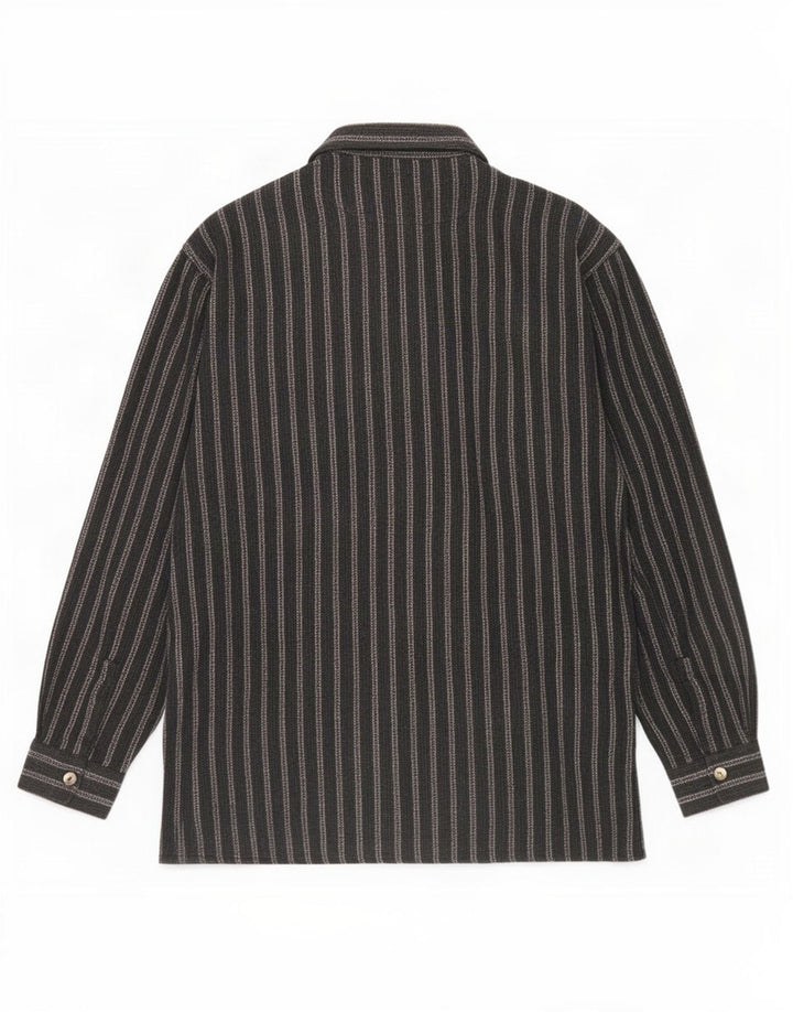 Camicia da uomo con zip intera Tipo' S XL in cotone a righe grigie