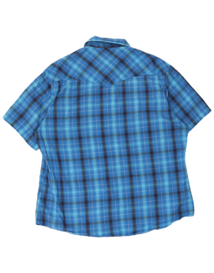 Camicia a maniche corte da uomo Wrangler grande scozzese blu