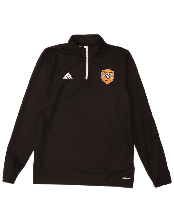 Top della tuta da ginnastica Adidas Aeroready Zip Neck Pullover da ragazzo 13-14 anni Nera