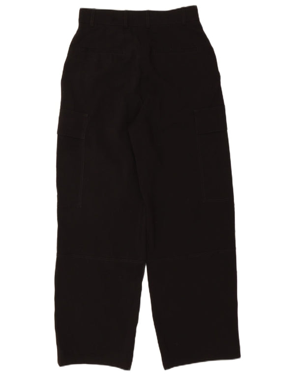 Pantaloni cargo Zara da donna a vita alta e gamba larga XS W24 L28 poliestere nero