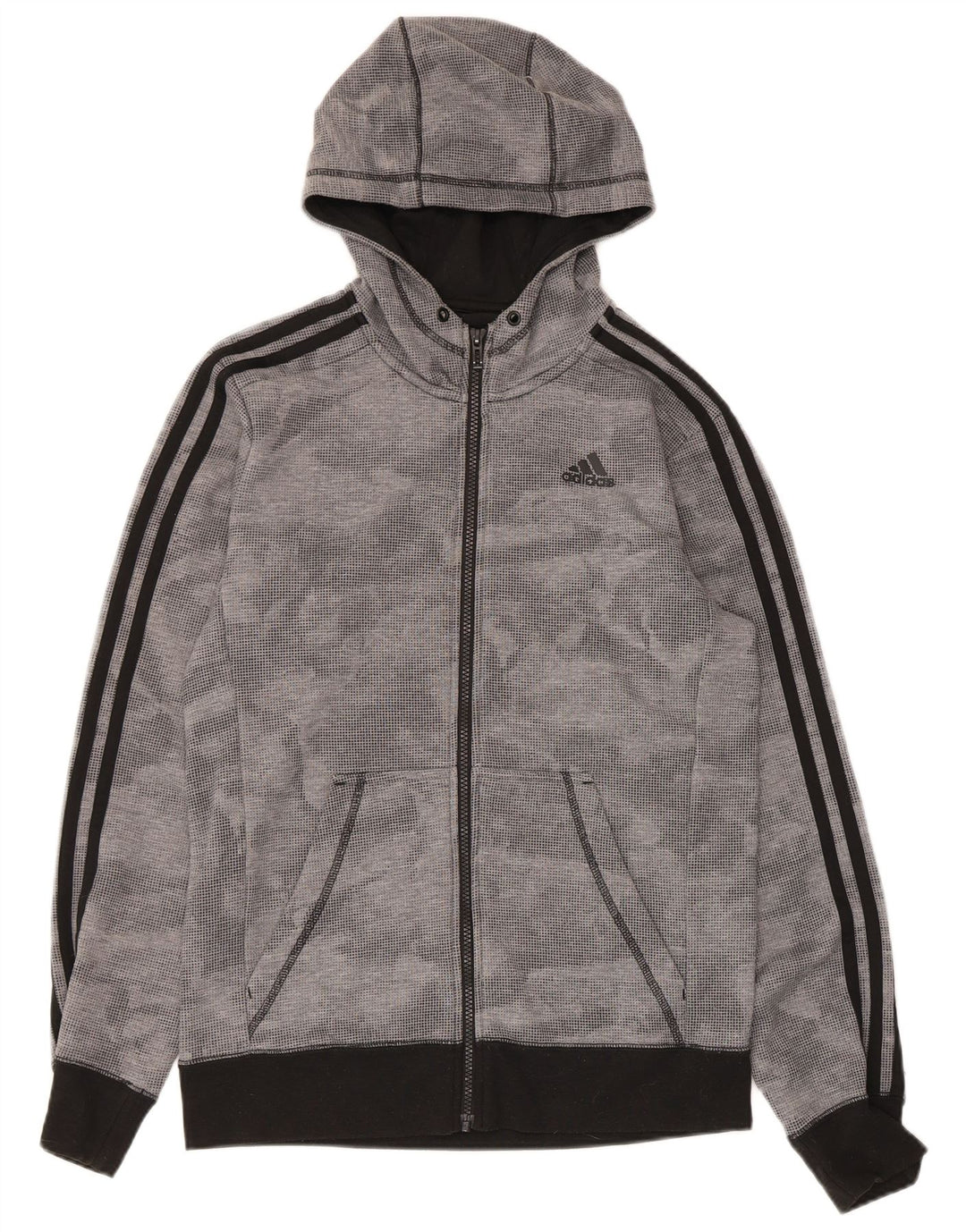Maglione con cappuccio e zip Adidas Climalite da uomo piccolo in poliestere maculato grigio