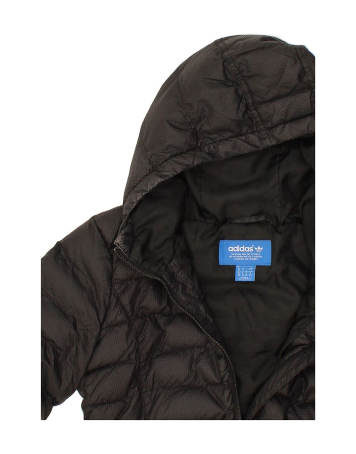 ADIDAS Womens Hooded Padded Jacket UK 8 Small Black Vintage Adidas and Second-Hand Adidas from Messina Hembry 