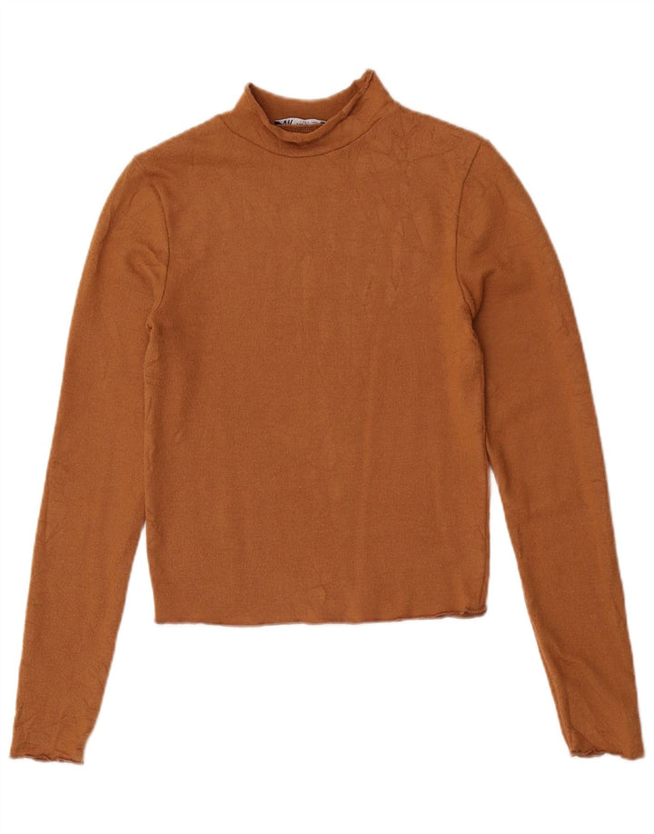 Top corto da donna Zara a maniche lunghe UK 8 piccolo marrone