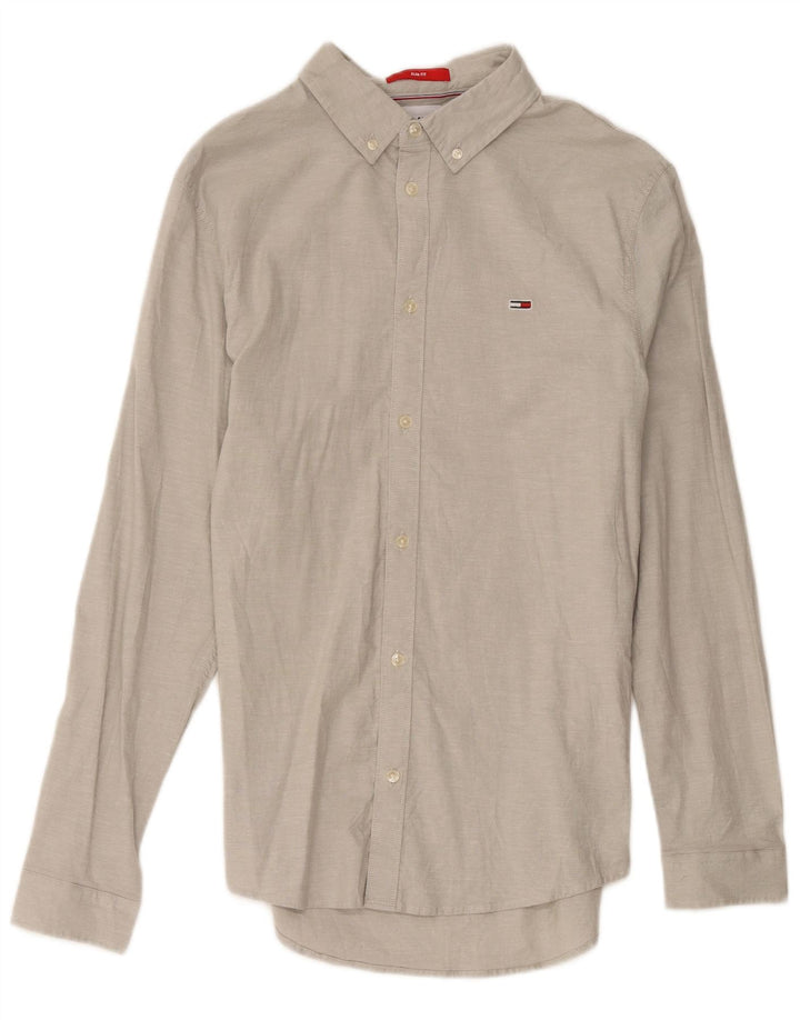 Camicia da uomo Tommy Hilfiger grande in cotone grigio