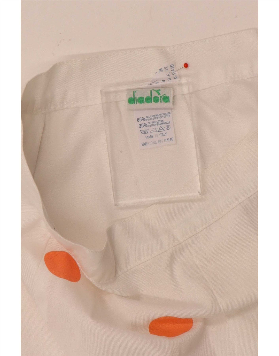 Minigonna da donna Diadora UK 12 media W26 poliestere a pois bianco