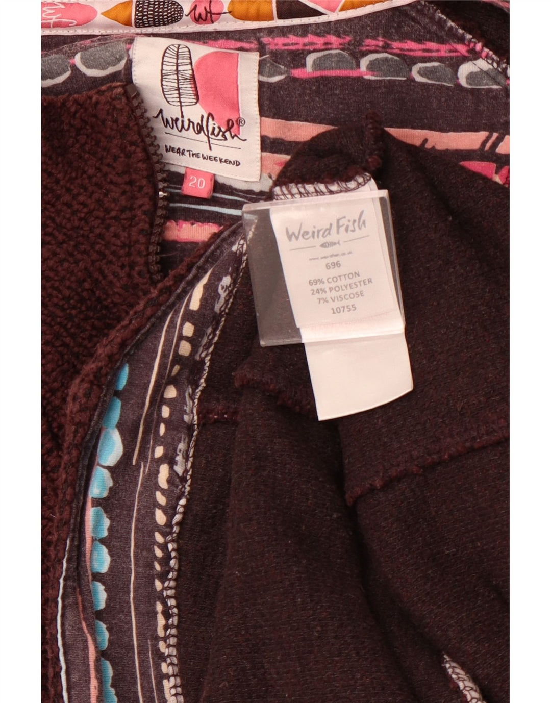 WEIRD FISH Giacca da tuta da donna UK 20 2XL Cotone marrone