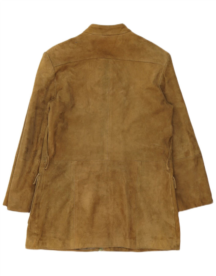 Giacca vintage in pelle scamosciata da donna UK 14 in pelle marrone medio