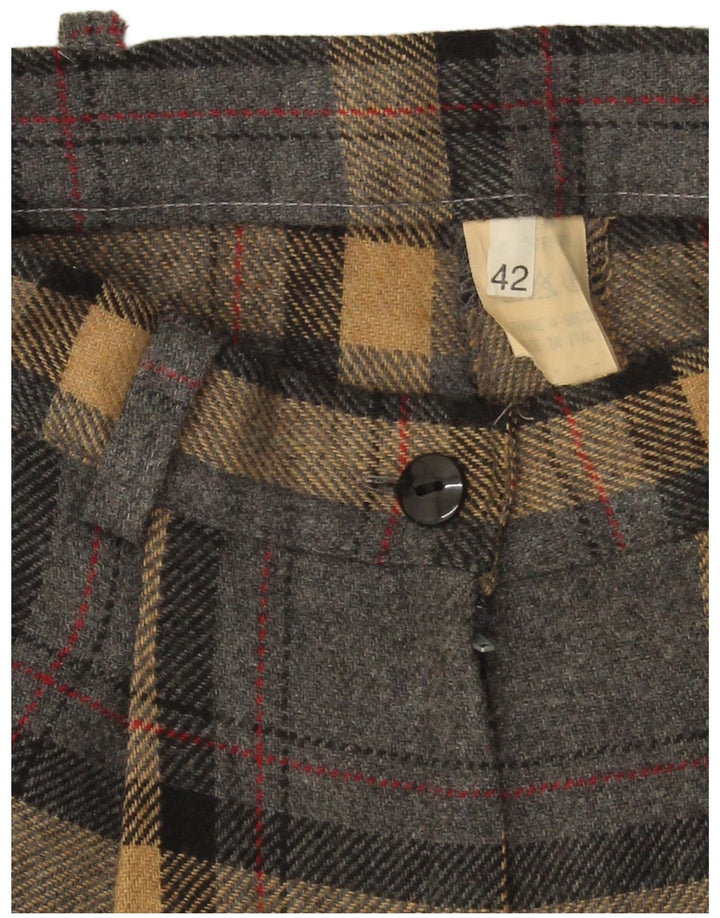 Pantaloncini chino a gamba larga da donna VINTAGE IT 42 medio W28 scozzese grigio