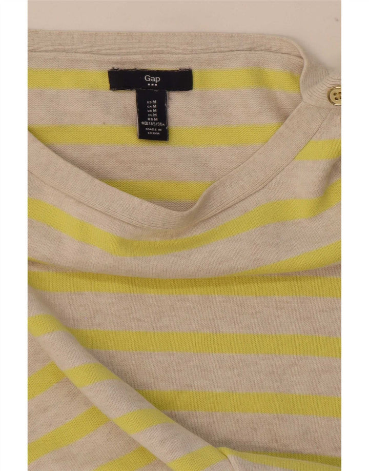 Gap Camicetta da donna con maniche a 3/4 Top UK 12 Beige medio a righe