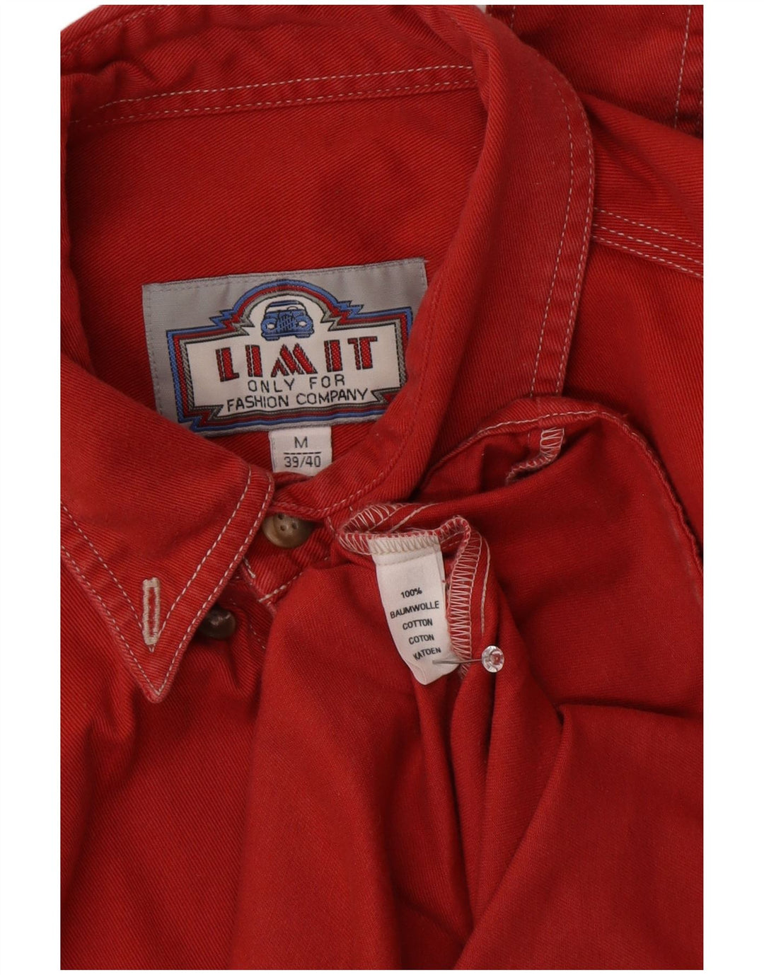 Camicia in denim da uomo Limit taglia 39/40 cotone rosso medio