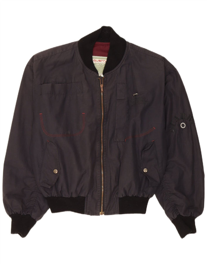 Giubbotto bomber da uomo vestibilità ampia Quarry UK 36 piccolo cotone nero