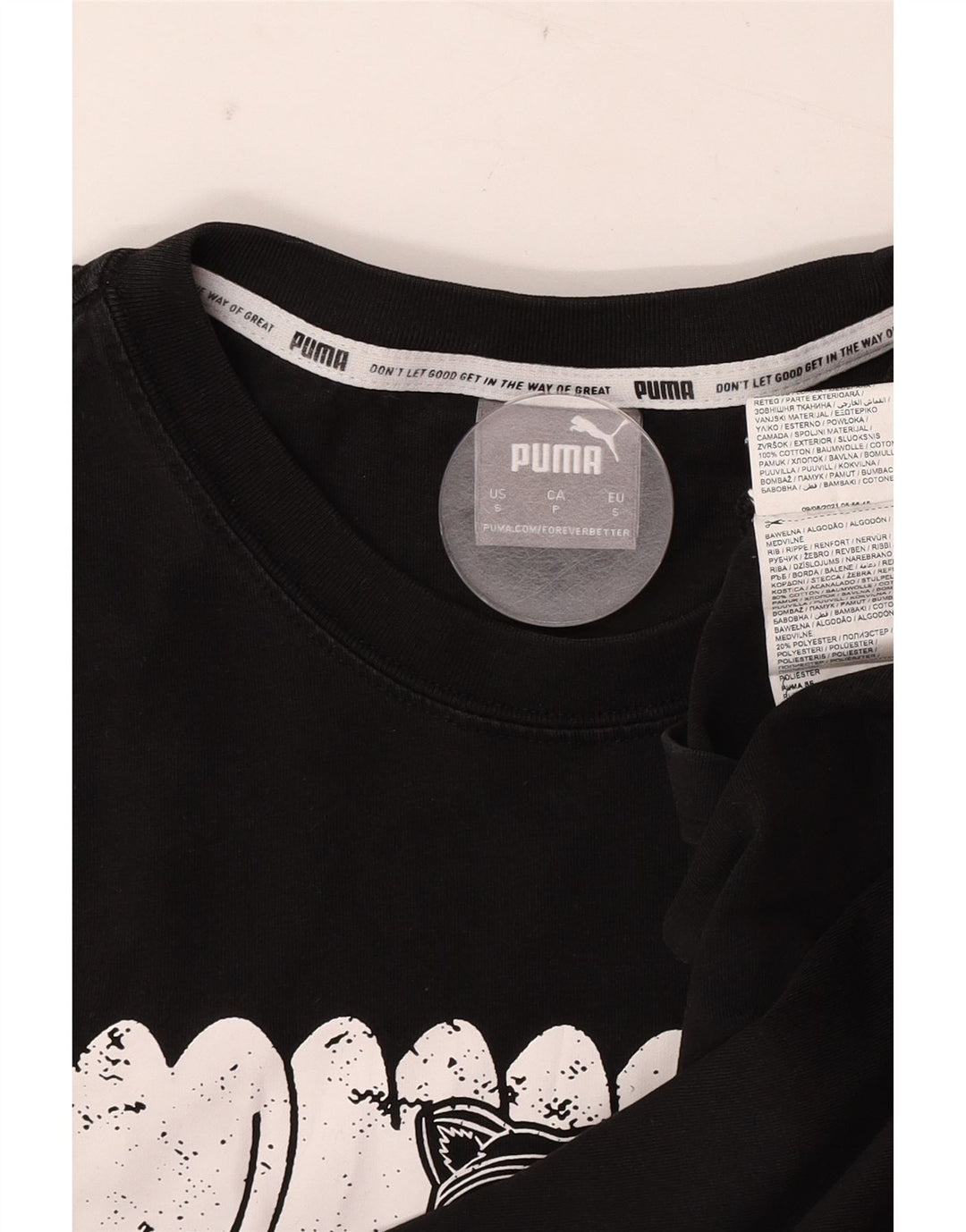 T-shirt grafica da uomo Puma Top Small in cotone nero