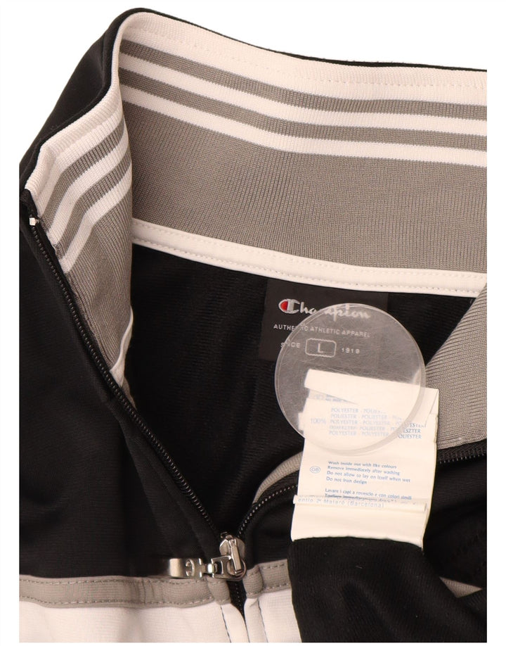 CHAMPION Giacca da tuta da uomo, grande, in poliestere color block nero