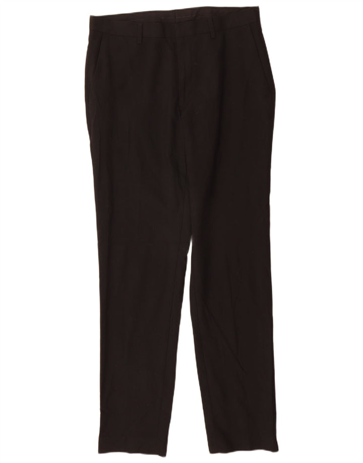 Pantaloni da abito slim fit da uomo Marks & Spencer W32 L33 poliestere nero