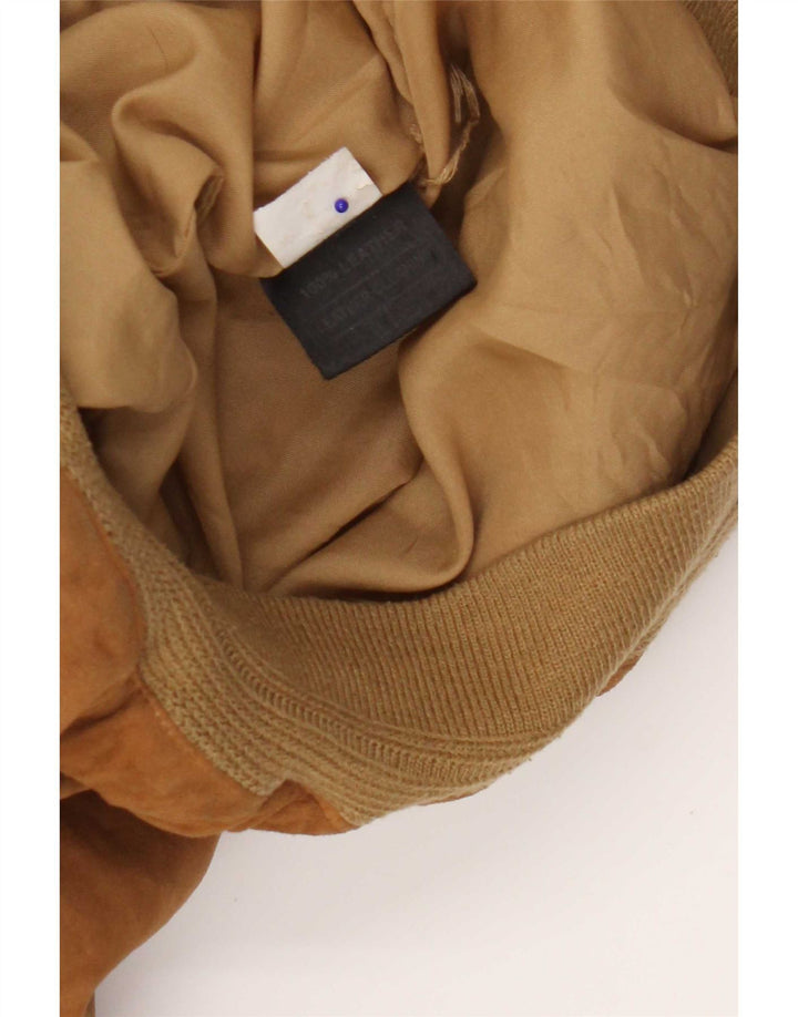 Giubbotto bomber vintage in pelle scamosciata da uomo IT 50 grande in pelle marrone