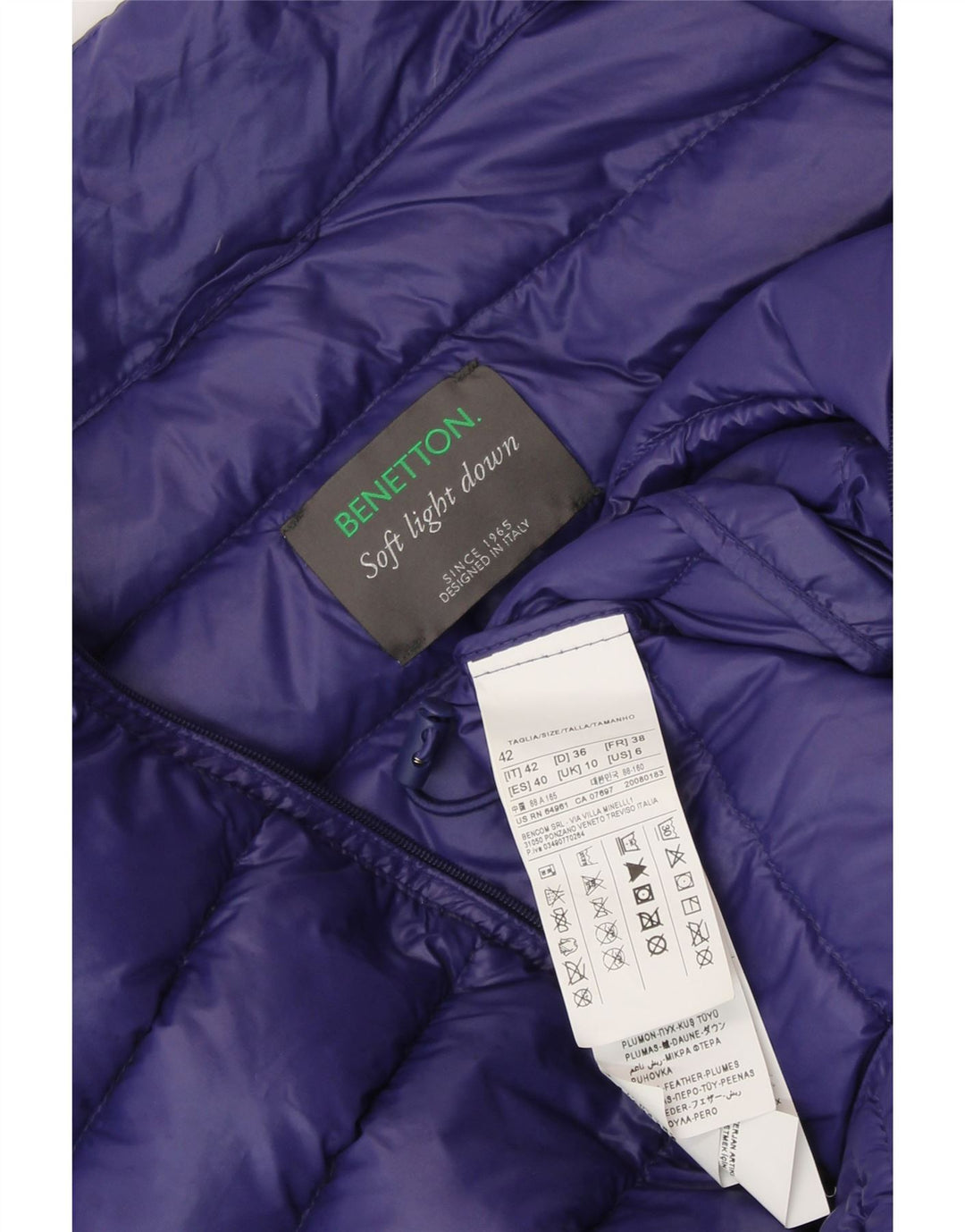 Gilet imbottito da donna BENETTON UK 10 piccolo viola in poliammide