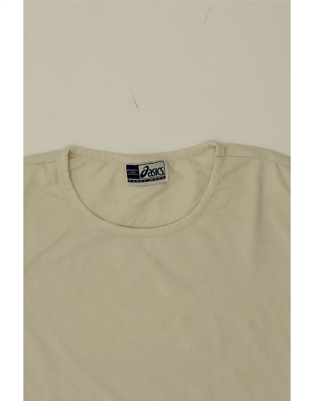 ASICS Womens T-Shirt Top UK 12 Medium Off White Vintage Asics and Second-Hand Asics from Messina Hembry 
