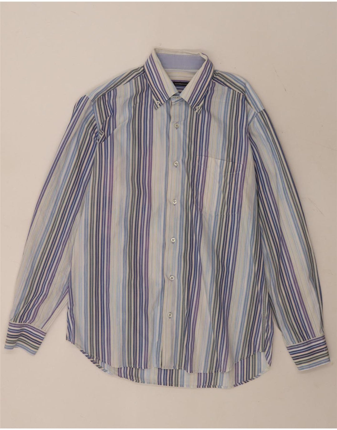 Camicia da uomo Roccobarocco taglia 40 15 3/4 cotone a righe blu medio