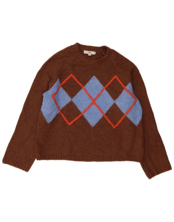 Maglione maglione girocollo da donna Marks & Spencer UK 14 Marrone medio