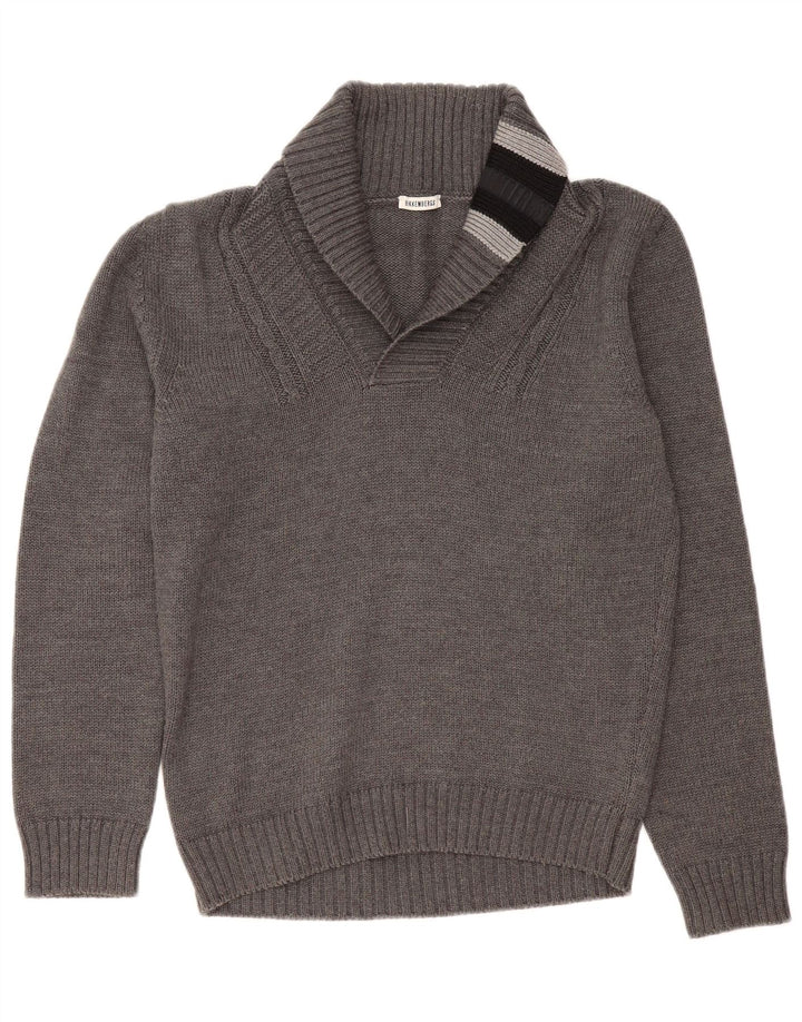 Bikkembergs Maglione da uomo con collo a scialle grande in lana color block grigio