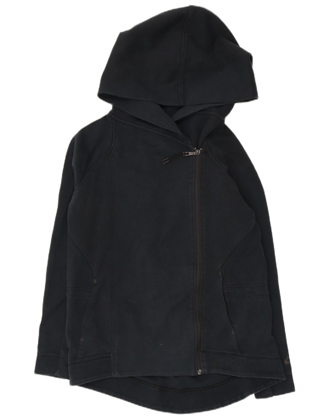 Maglione con cappuccio e zip oversize da donna NIKE UK 10 piccolo in cotone blu navy