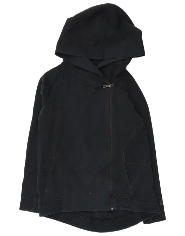 Maglione con cappuccio e zip oversize da donna NIKE UK 10 piccolo in cotone blu navy