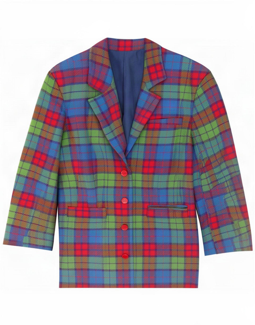 Giacca blazer vintage da donna a 4 bottoni UK 12 scozzese medio multicolore