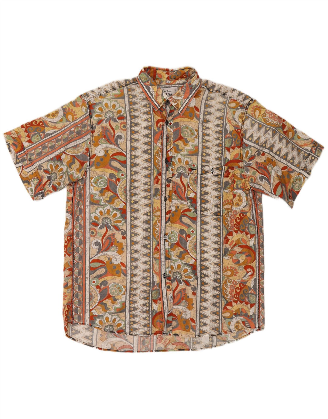 Camicia vintage da uomo a maniche corte grande floreale multicolore