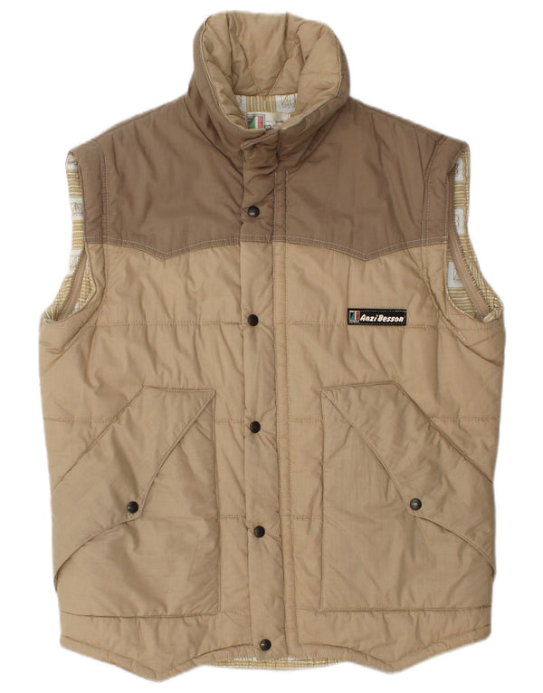Gilet Imbottito Uomo Anzi Besson IT 50 Large Beige Colourblock Cotton