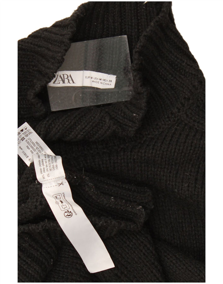 Maglione maglione oversize con collo dolcevita da donna Zara UK 14 medio nero