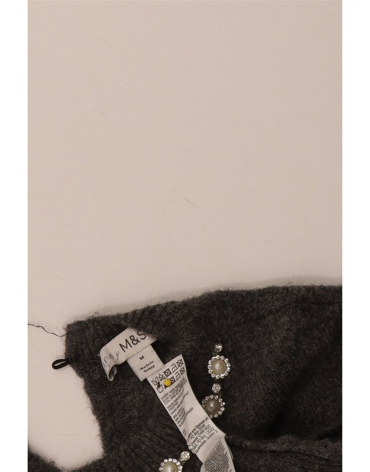 Maglione maglione con scollo a barca da donna Marks & Spencer UK 14 Acrilico grigio medio
