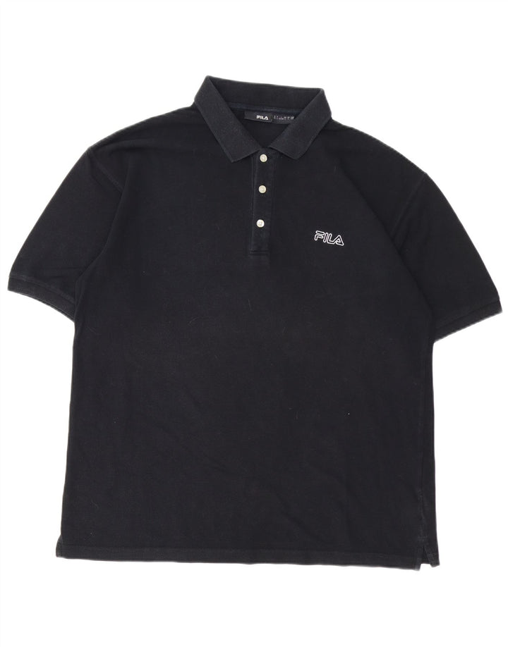 Polo da uomo Fila Large in cotone nero