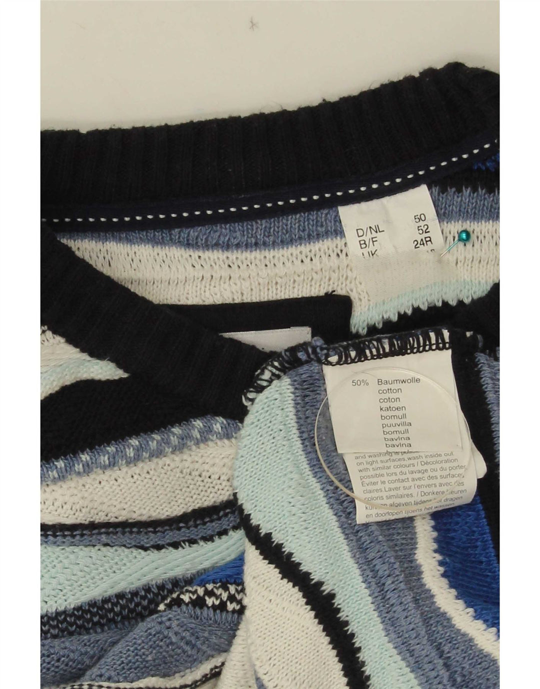 Maglione maglione girocollo da uomo Roger Kent EU 52 Large Blue Colourblock