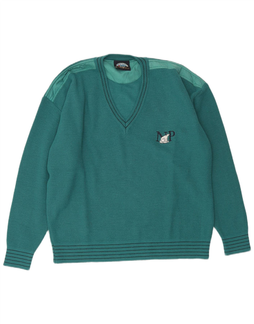 Polo Nord da uomo con scollo a V vestibilità regolare maglione maglione lana verde medio