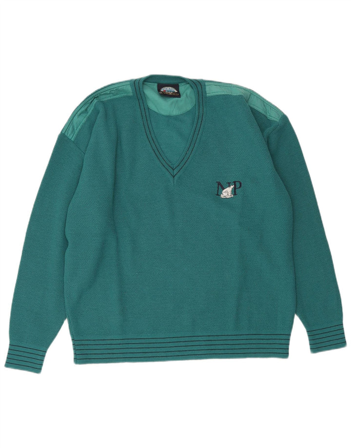 Polo Nord da uomo con scollo a V vestibilità regolare maglione maglione lana verde medio