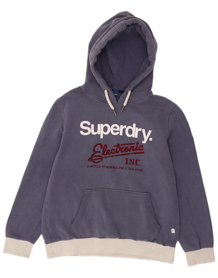 Maglione con cappuccio grafico da donna SUPERDRY UK 16 Large Blu Navy Colourblock