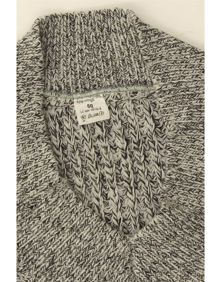 Maglione vintage da uomo con scollo a V IT 50 grigio medio chiazzato