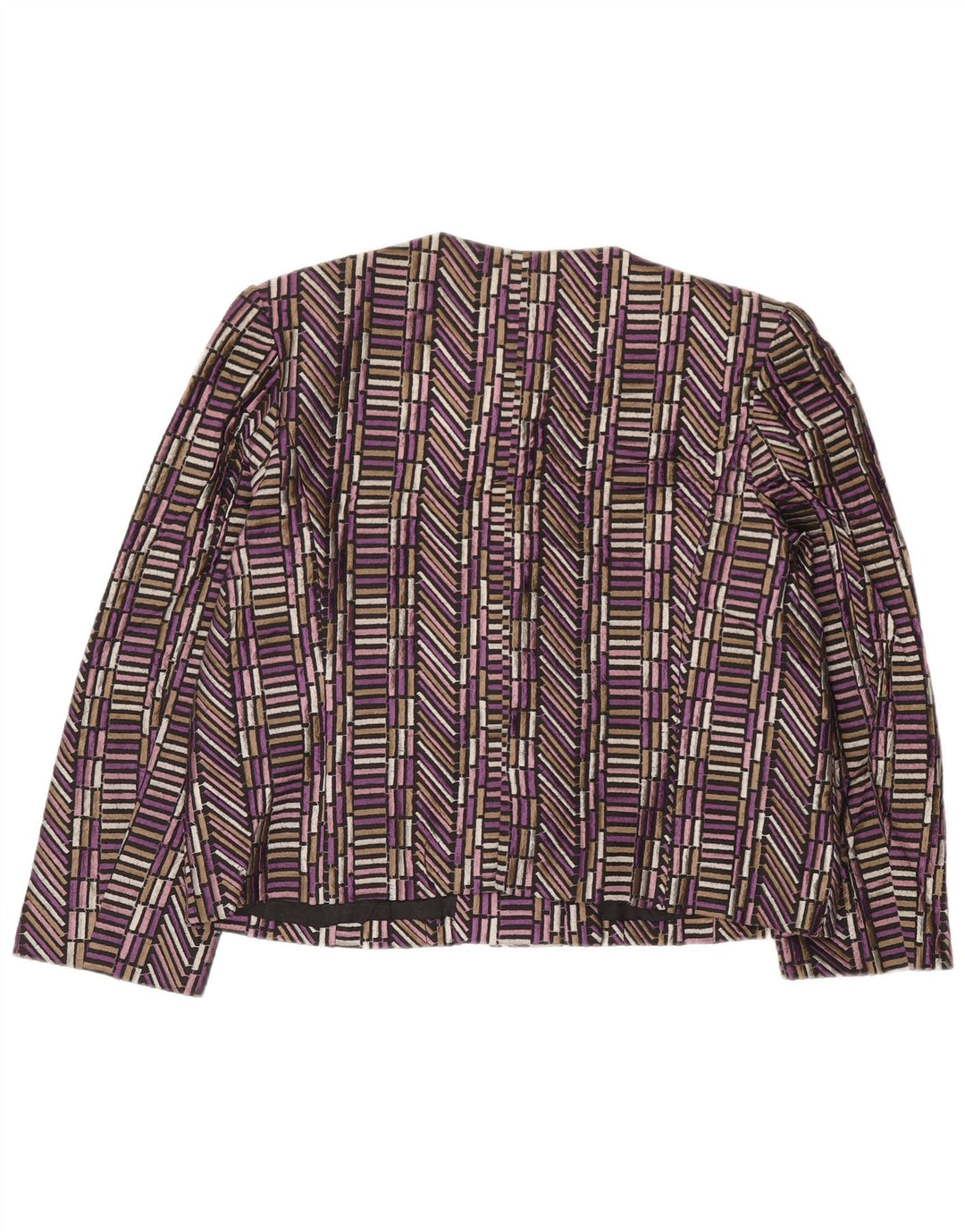 Giacca blazer vintage da donna a 4 bottoni UK 14 Seta geometrica viola medio