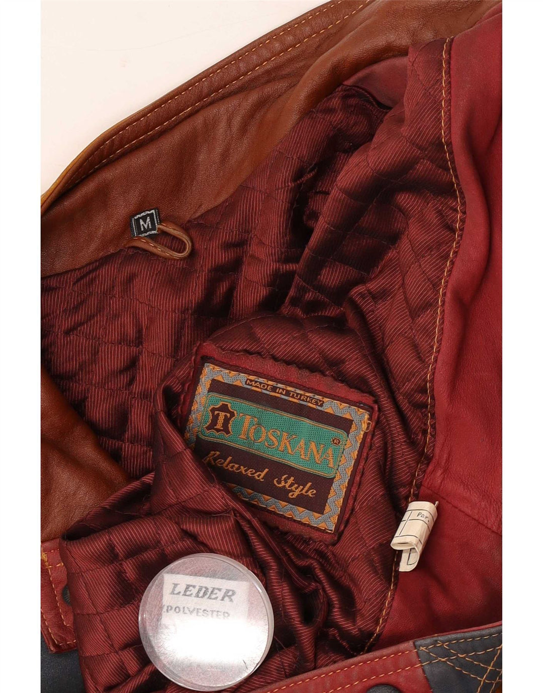 Giacca in pelle da uomo Toskana UK 38 Pelle color block rosso medio