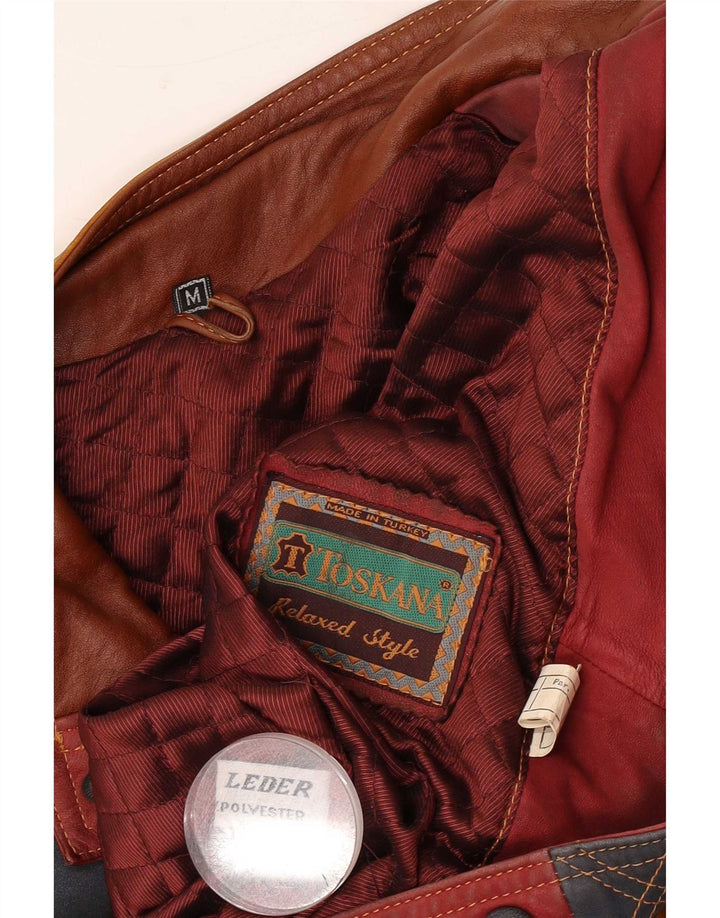 Giacca in pelle da uomo Toskana UK 38 Pelle color block rosso medio