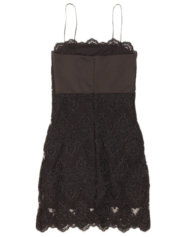 Topshop Abito tubino senza maniche da donna UK 6 XS Nero floreale