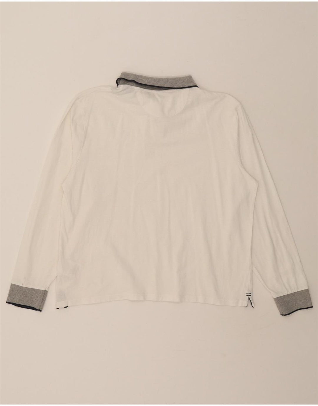 NORTH SAILS Mens Long Sleeve Polo Shirt Medium White Cotton Vintage North Sails and Second-Hand North Sails from Messina Hembry 