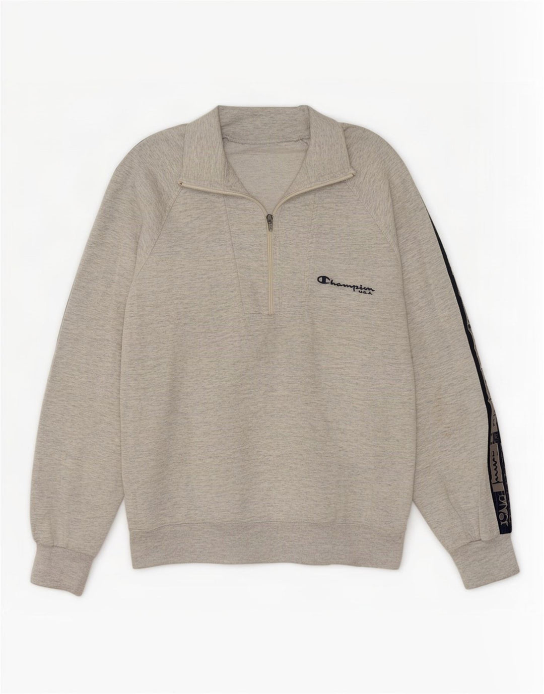 Felpa Champion da uomo con grafica con zip e collo, maglione, colore grigio medio