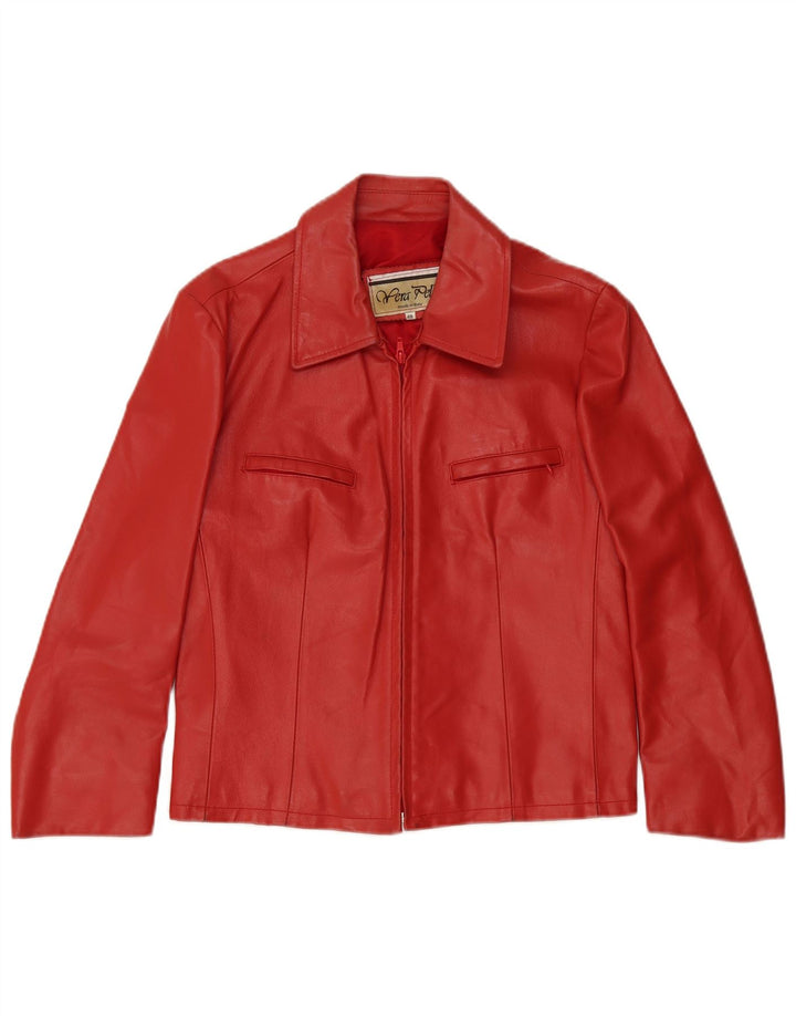 Giacca in pelle vintage da donna IT 48 XL in pelle rossa